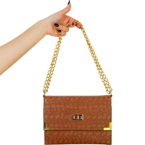 Foto Bíblia ARC Bolsa Com Alça Croco Caramelo