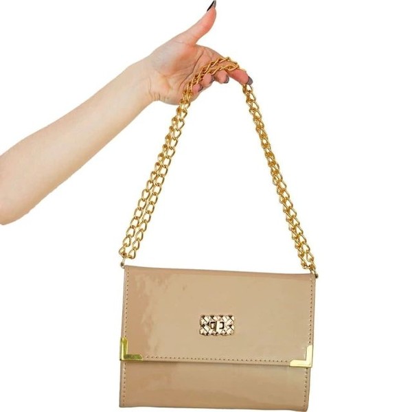 Foto Bíblia ARC Bolsa Com Alça Verniz Bege