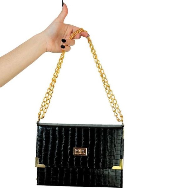 Foto Bíblia ARC Bolsa Com Alça Croco Preta