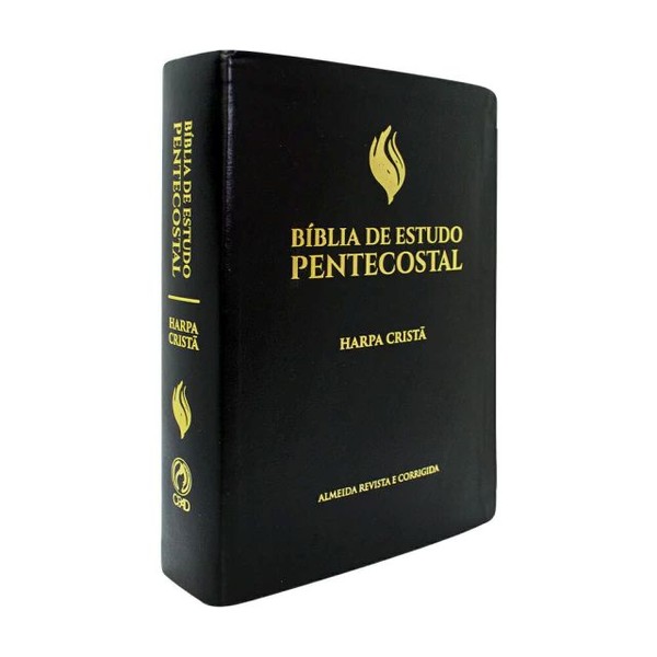 Foto Bíblia de Estudo Pentecostal | Média com Harpa Cristã | Capa Luxo Preta