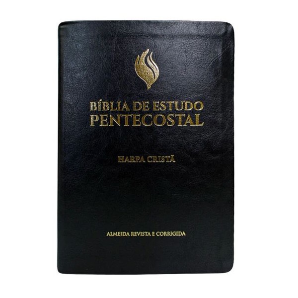 Foto Bíblia de Estudo Pentecostal | Média com Harpa Cristã | Capa Luxo Preta