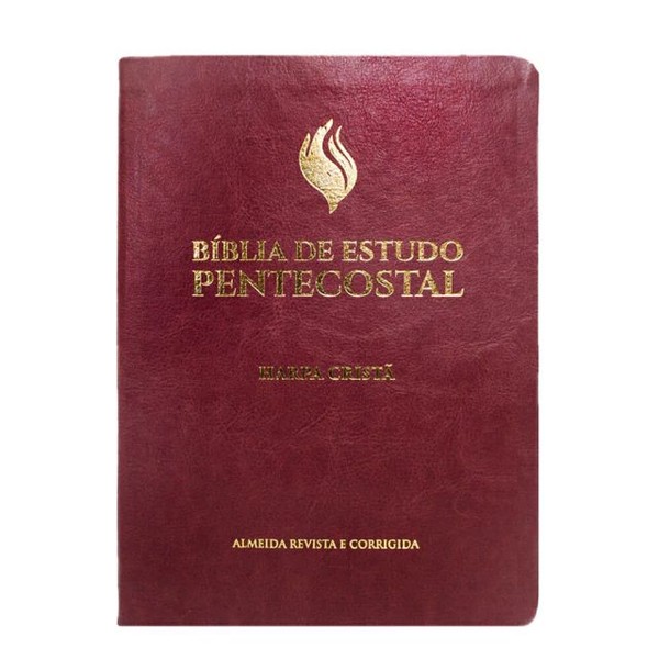 Foto Bíblia de Estudo Pentecostal | Média com Harpa Cristã | Capa Luxo Vinho