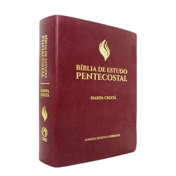 Foto Bíblia de Estudo Pentecostal | Média com Harpa Cristã | Capa Luxo Vinho