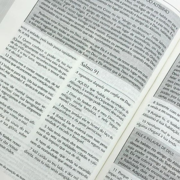 Foto Bíblia Campo de Batalha da Mente | Versão Amplificada Capa Branco e Rosa