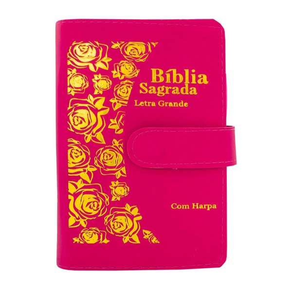 Foto Bíblia ARC Sagrada Letra Grande Harpa Avivada E Corinhos | Carteira Pink