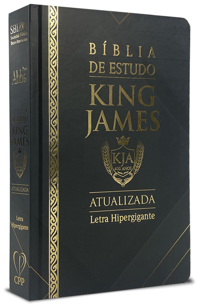 Foto Bíblia de Estudo King James Atualizada | Hipergigante | Capa Dura Gold Black