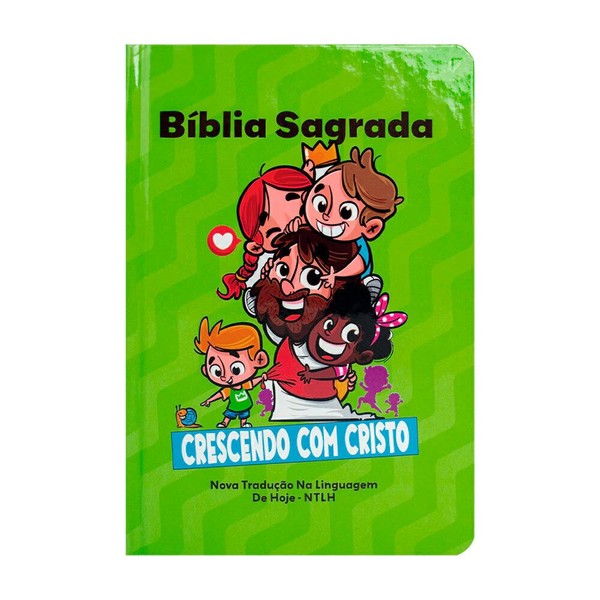 Foto Bíblia Sagrada Infantil NTLH | Crescendo Com Cristo - Capa Dura Verde Claro