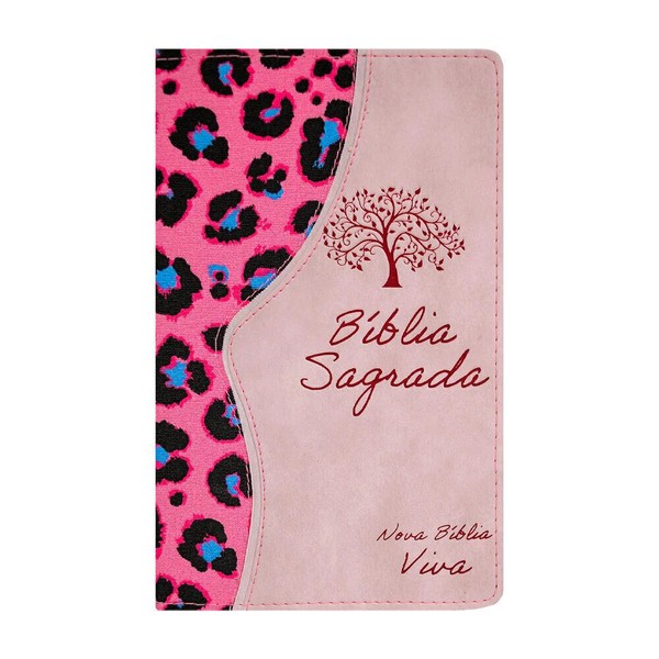 Foto Nova Bíblia Viva Slim Plena Bicolor | Capa Luxo Pink Onça