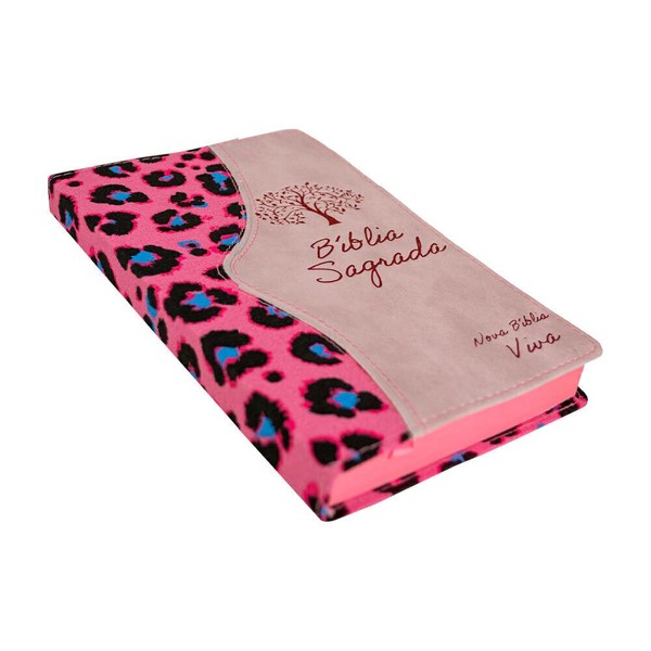 Foto Nova Bíblia Viva Slim Plena Bicolor | Capa Luxo Pink Onça