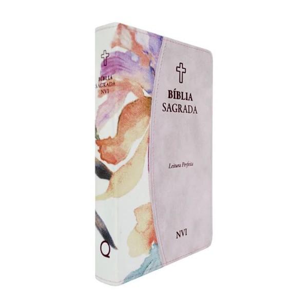 Foto Bíblia Sagrada NVI - Capa Luxo Duotone Rosa Floral Silver