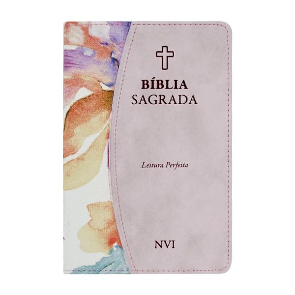Foto Bíblia Sagrada NVI - Capa Luxo Duotone Rosa Floral Silver