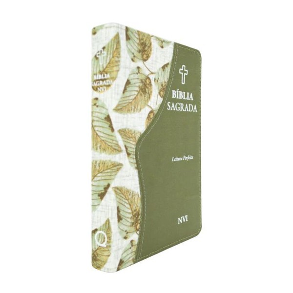 Foto Bíblia Sagrada NVI - Capa Luxo Duotone Verde Folhagem Silver