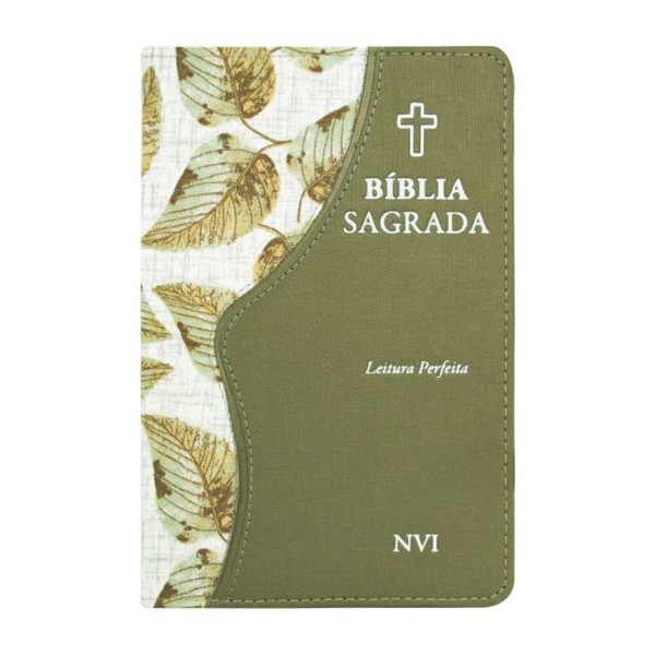 Foto Bíblia Sagrada NVI - Capa Luxo Duotone Verde Folhagem Silver