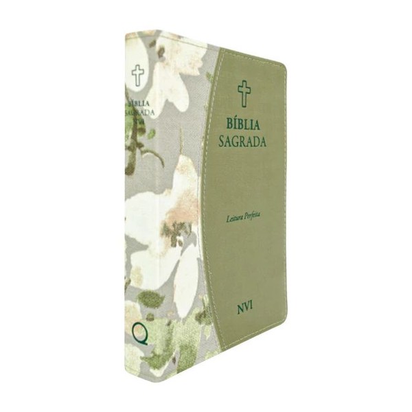 Foto Bíblia Sagrada NVI - Capa Luxo Duotone Verde Floral Silver