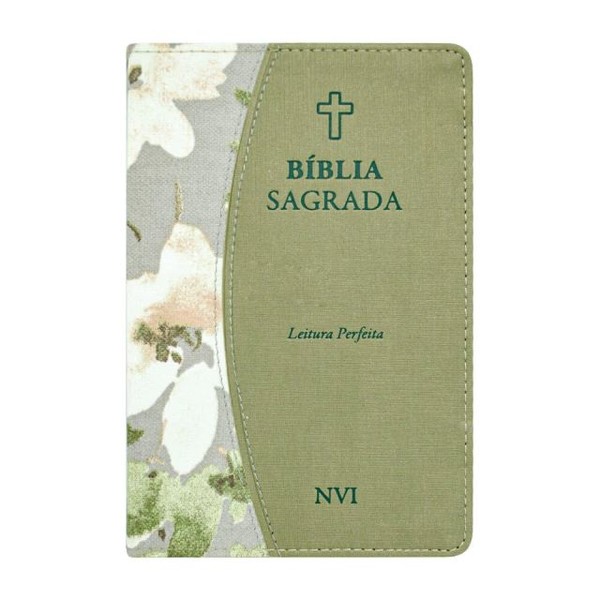 Foto Bíblia Sagrada NVI - Capa Luxo Duotone Verde Floral Silver