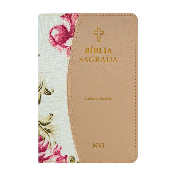 Foto Bíblia Sagrada NVI - Capa Luxo Duotone Bege Floral