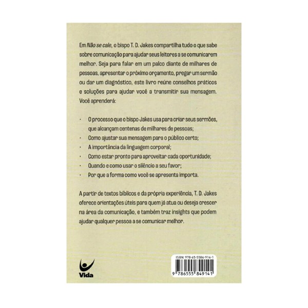Foto Livro Não Se Cale | T.D. Jakes