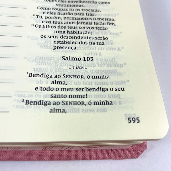 Foto Bíblia Sagrada Espiral -NVI - Espaço para Anotação | Capa dura em Tecido | Rosa Floral