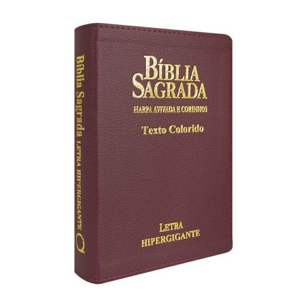 Foto Bíblia ARC Letra Hipergigante Com Textos Coloridos e Harpa E Corinhos | Capa Luxo Bordô