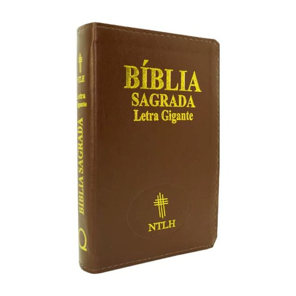 Foto Bíblia Sagrada Letra Gigante NTLH Marrom Escuro Com Índice