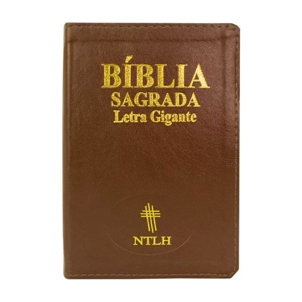 Foto Bíblia Sagrada Letra Gigante NTLH Marrom Escuro Com Índice