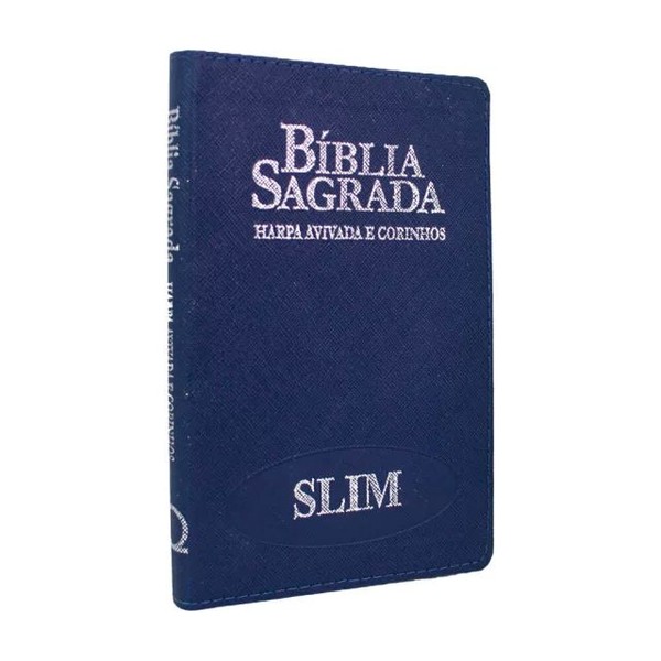 Foto Bíblia Sagrada RC Slim Com Harpa e Corinhos Média Luxo Azul