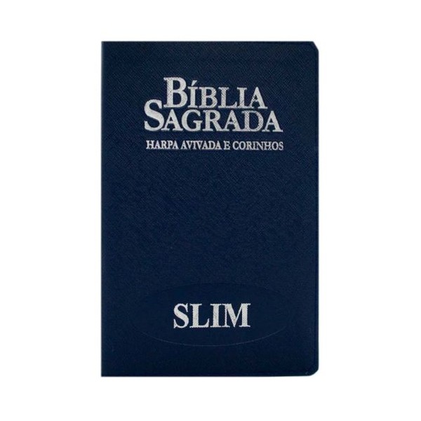 Foto Bíblia Sagrada RC Slim Com Harpa e Corinhos Média Luxo Azul