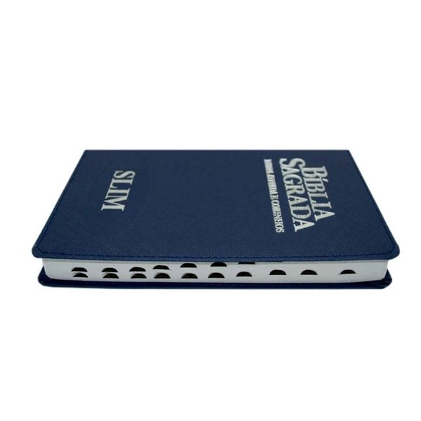 Foto Bíblia Sagrada RC Slim Com Harpa e Corinhos Média Luxo Azul