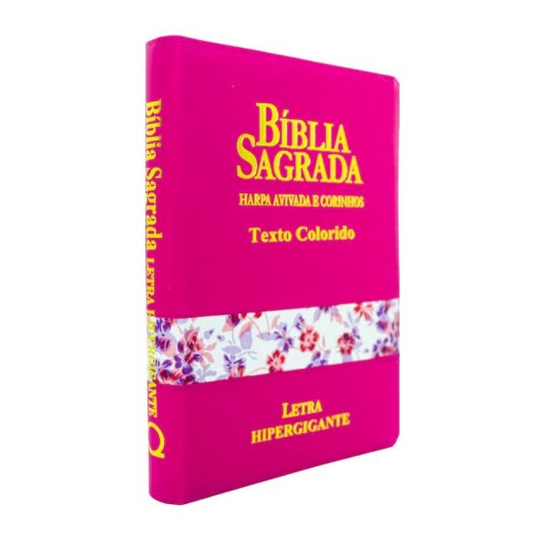 Foto Bíblia Sagrada Letra Hipergigante | RC Harpa e Corinhos com Zíper | Pink