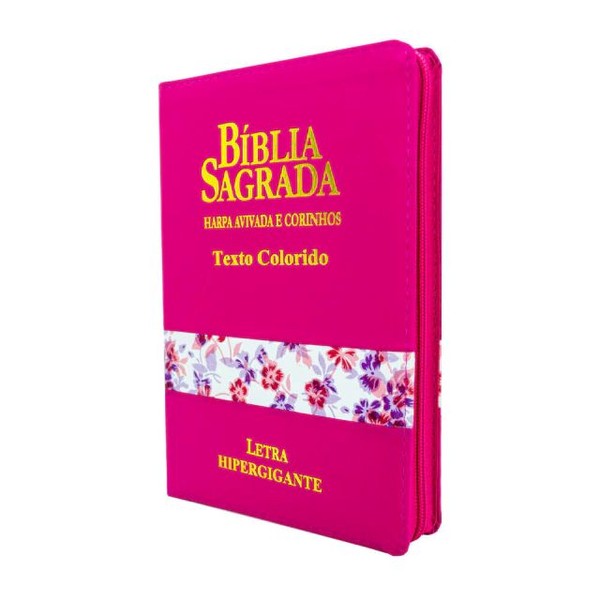 Foto Bíblia Sagrada Letra Hipergigante | RC Harpa e Corinhos com Zíper | Pink