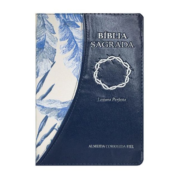 Foto Bíblia ACF Leitura Perfeita Plena | Capa Luxo Azul Floral