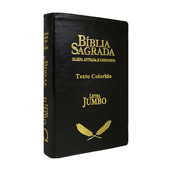 Foto Bíblia ARC Letra Jumbo Com Harpa Avivada E Corinhos | Capa Luxo Preta