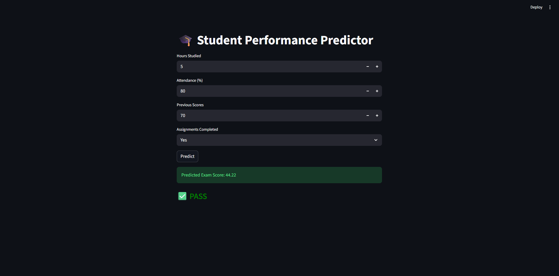 Student Performance Prediction app preview