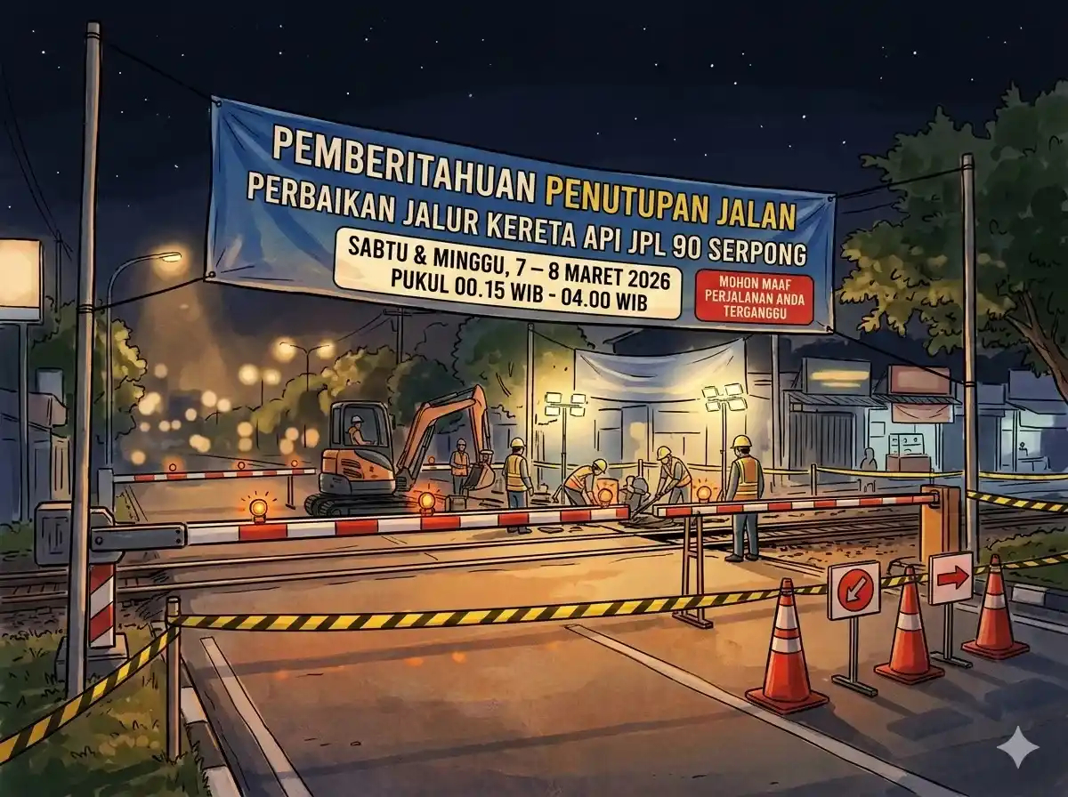 Perlintasan Kereta JPL 90 di Jalan Raya Serpong Ditutup Sementara