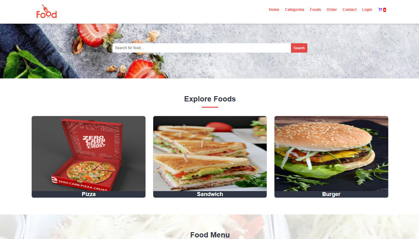 Food Delivery Website homepage preview