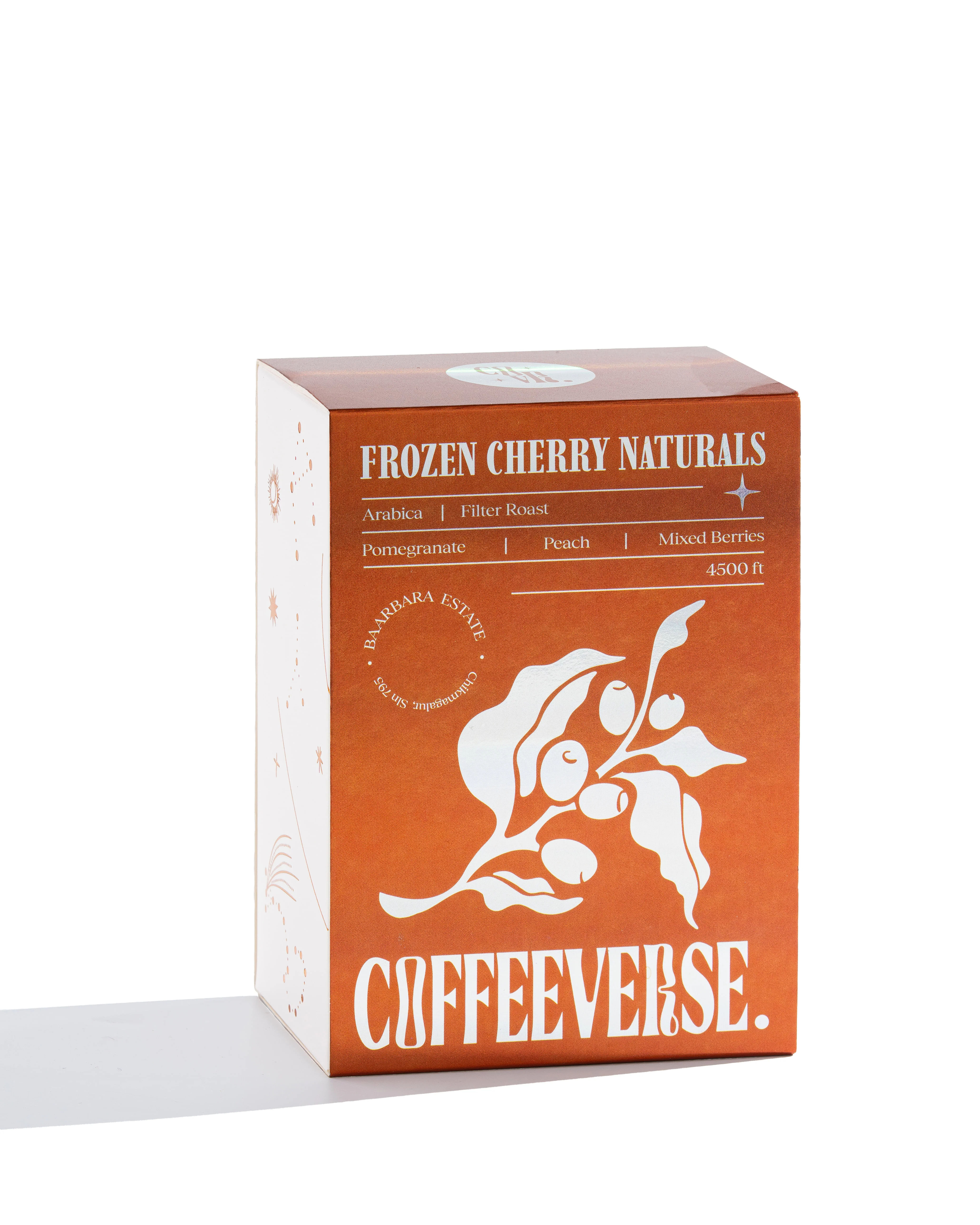 Coffeeeverse Frozen Cherry Naturals packaging on a white background