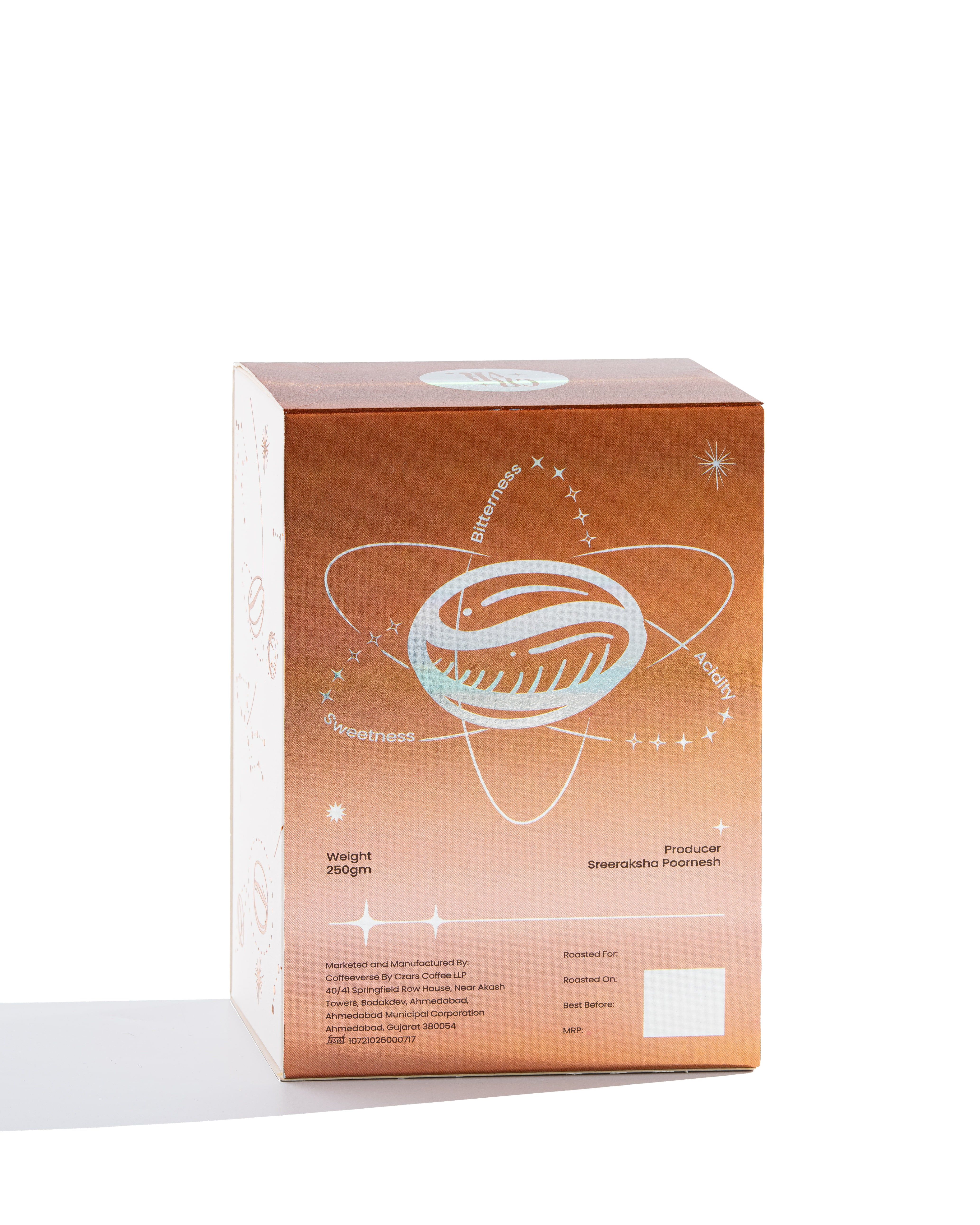 Product packaging box with a logo on an orange background