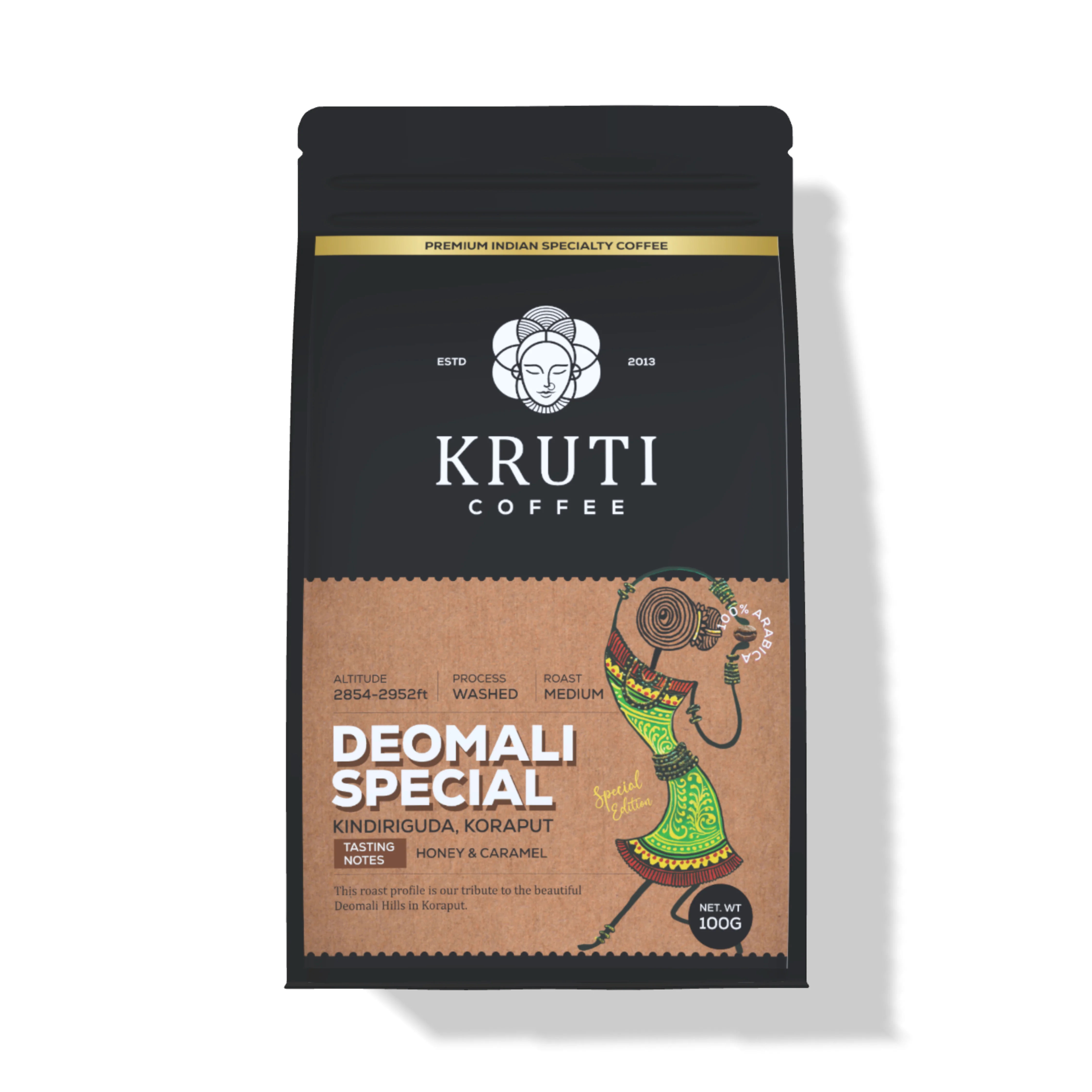 Deomali Special Trial Pack | Single Origin | 100 G Whole Beans by Kruti Coffee