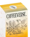 Packaging of Intense Rum Barrel coffee, showcasing flavors such as blackberry, vanilla, and purple grapes.