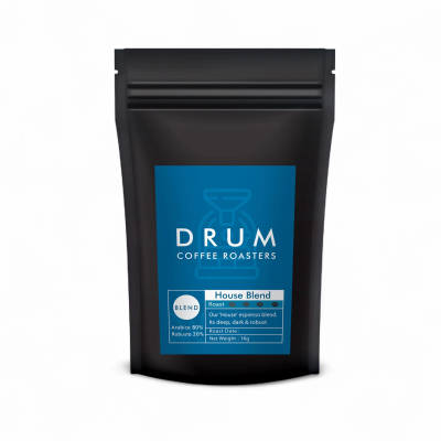 House Blend – 80% Arabica & 20% Robusta Coffee Beans, Medium Dark Roast by Drum Coffee Roasters