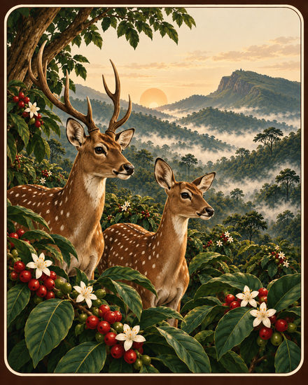 Illustrated plate for the Baba Budangiri coffee region
