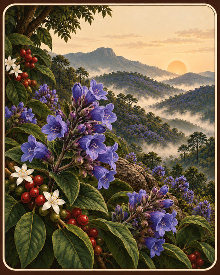 Illustrated plate for the Palani Hills coffee region