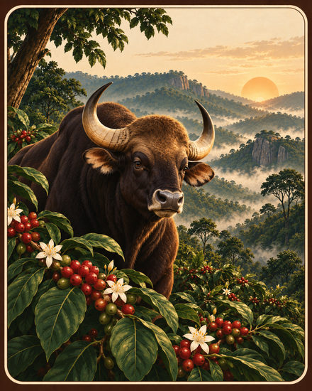 Illustrated plate for the Shevaroy Hills coffee region