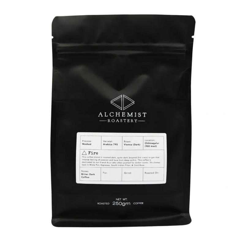 Fire (Vienna Roast) — roasted dark, quite dark (beyond 2nd crack) roast Arabica coffee from Chikmagalur