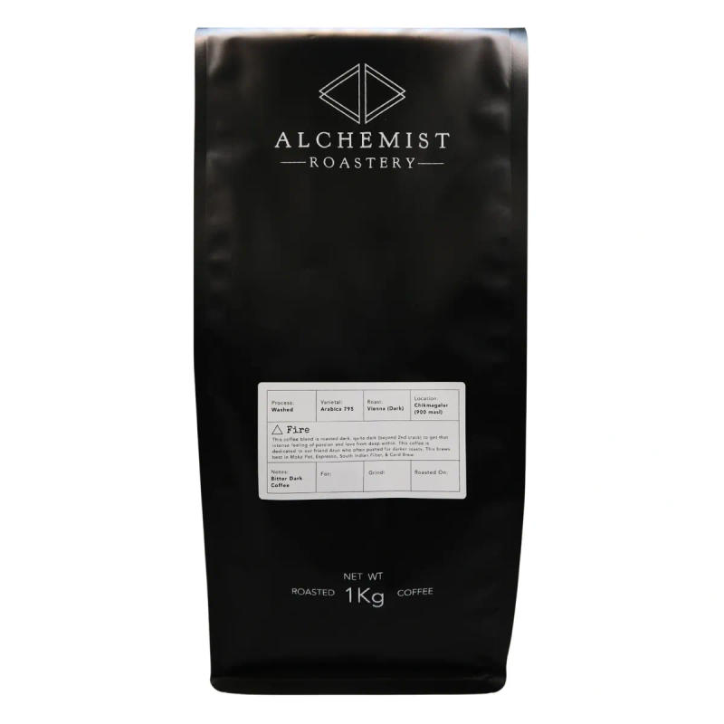 Fire (Vienna Roast) — roasted dark, quite dark (beyond 2nd crack) roast Arabica coffee from Chikmagalur