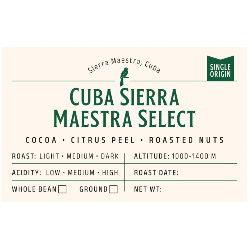 Cuba Sierra Maestra Select — Medium roast Arabica coffee from Sierra Maestra Mountains