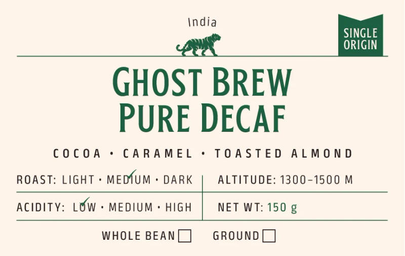 Ghost Brew - Pure Decaf I Chemical-Free Scfe I (Medium Roast) — Medium Roast roast Arabica coffee from Bababudangiri Range, Chikmagalur, Karnataka