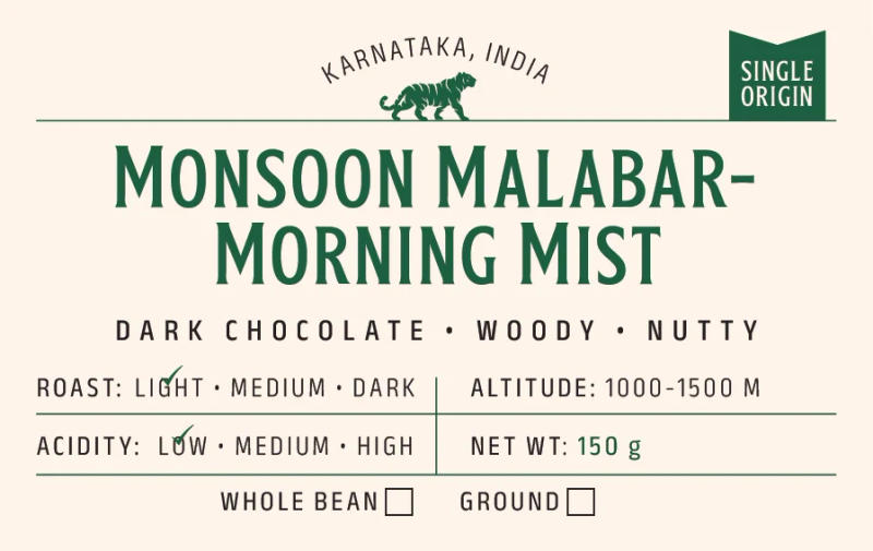 Monsoon Malabar - Morning Mist (Light Roast) — Light roast Arabica coffee from Malabar Coast