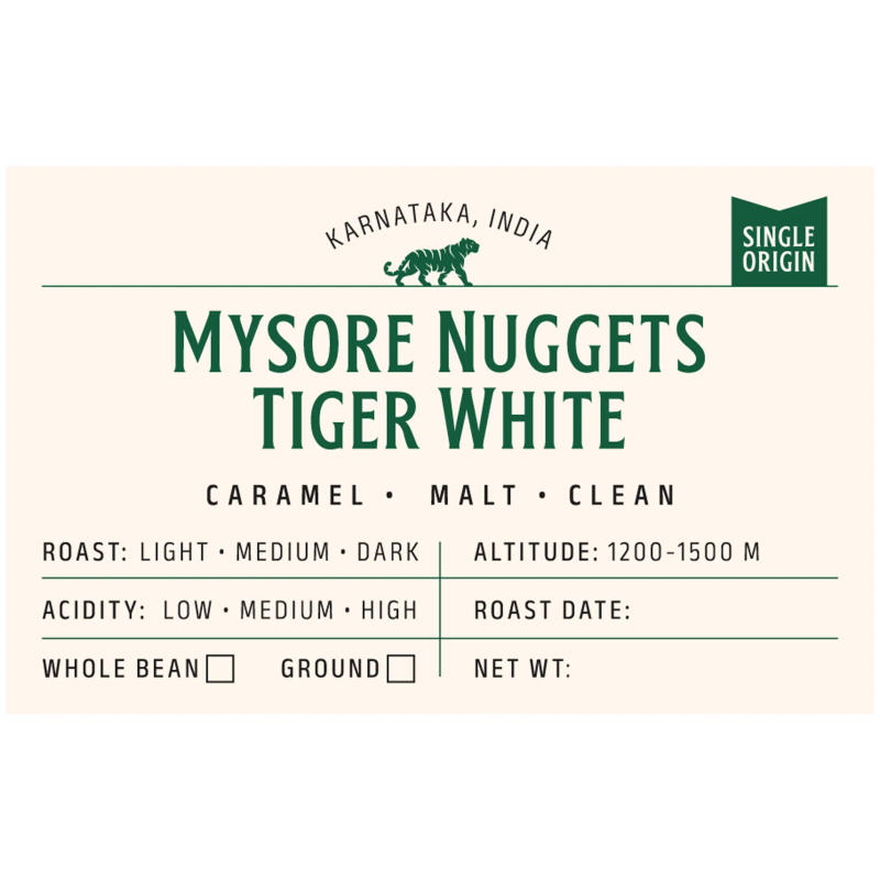 Mysore Nuggets - Tiger White — Medium roast Arabica coffee from Karnataka (Mysore)