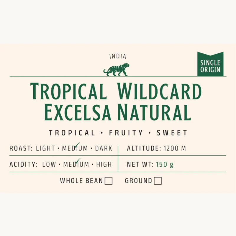 Tropical Wildcard - Excelsa Natural (Medium Roast) — Medium roast Excelsa coffee from India